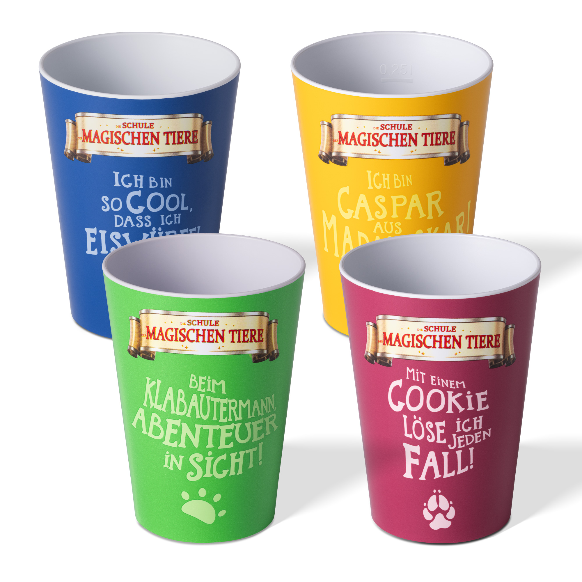 Trinkbecher-Set, 4-tlg. 250 ml, aus rPET, mit Eichstrich | AWAVE®