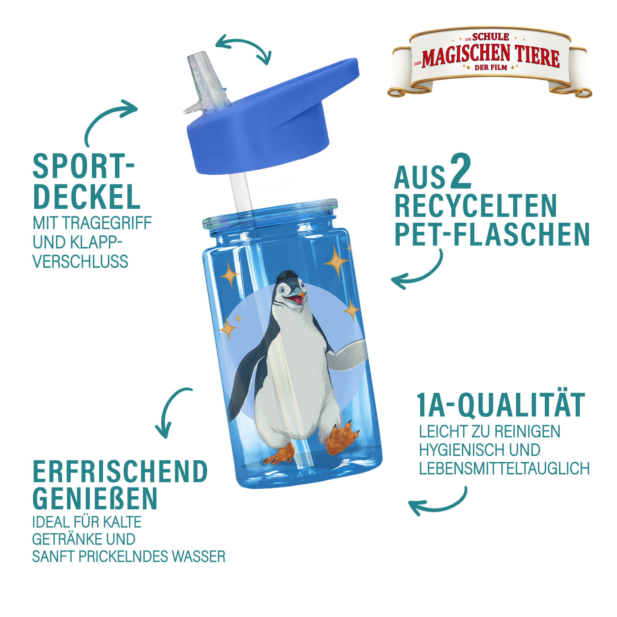 Trinkflasche 400 ml rPET | Blau, Juri