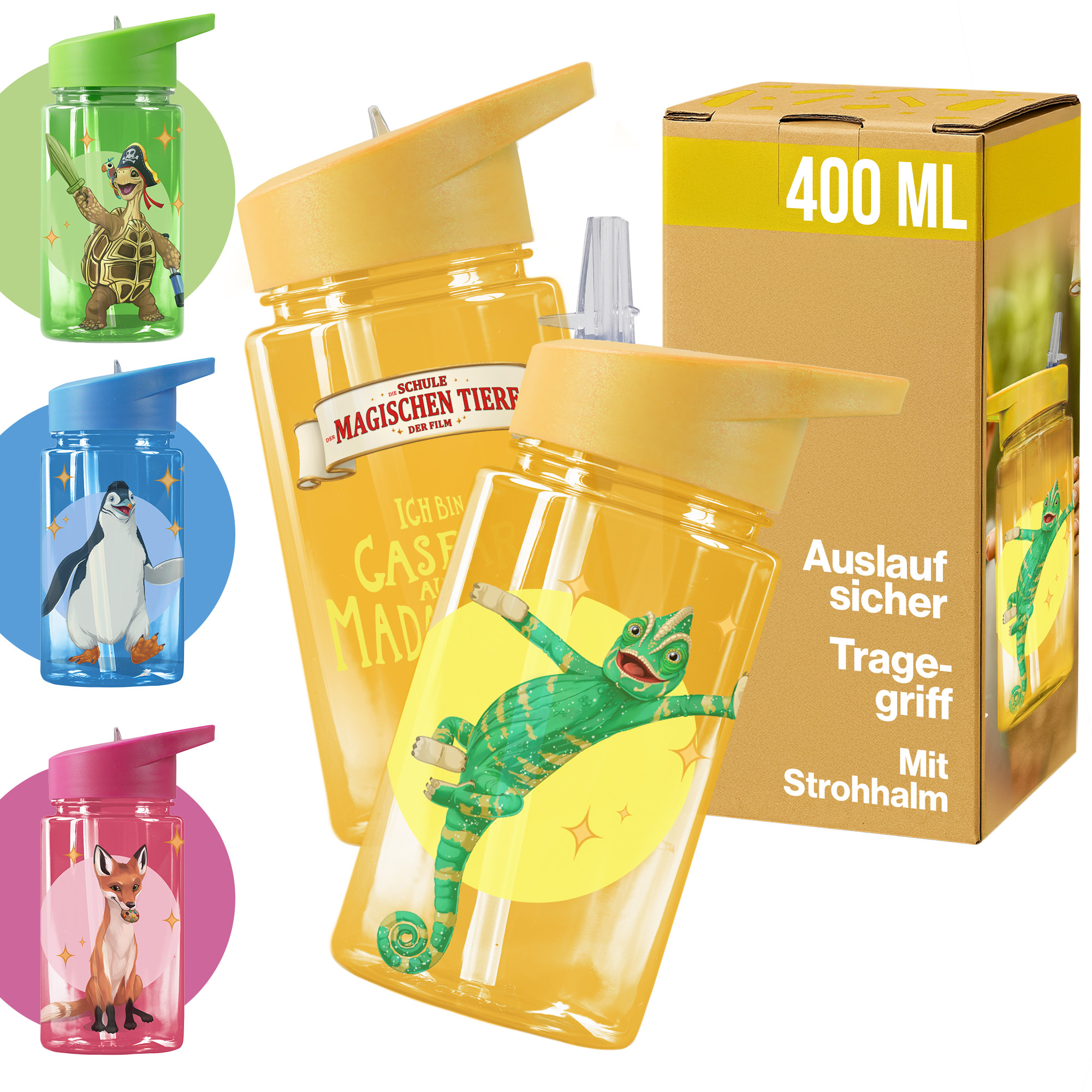 Trinkflasche 400 ml rPET | Gelb, Caspar