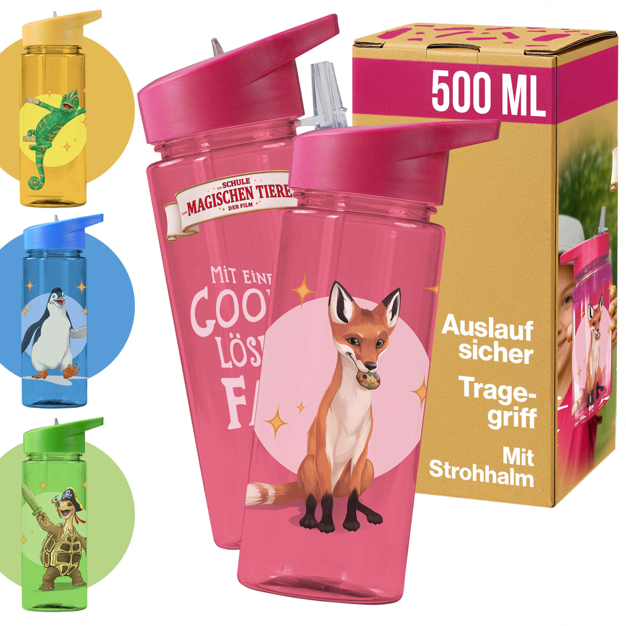 Trinkflasche 500 ml rPET | Beerenrot, Fuchs
