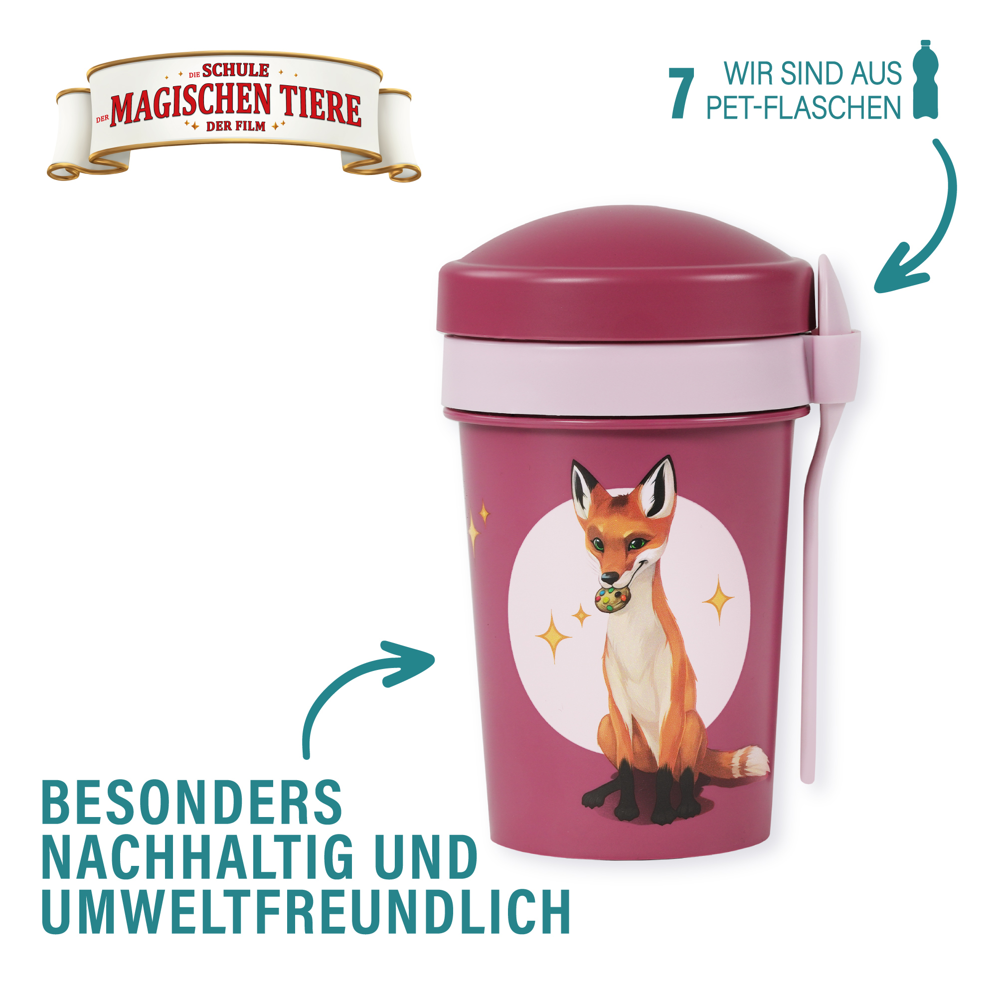 Müslibecher To Go, Rabbat, 540 ml, rPET - Beerenrot | AWAVE®