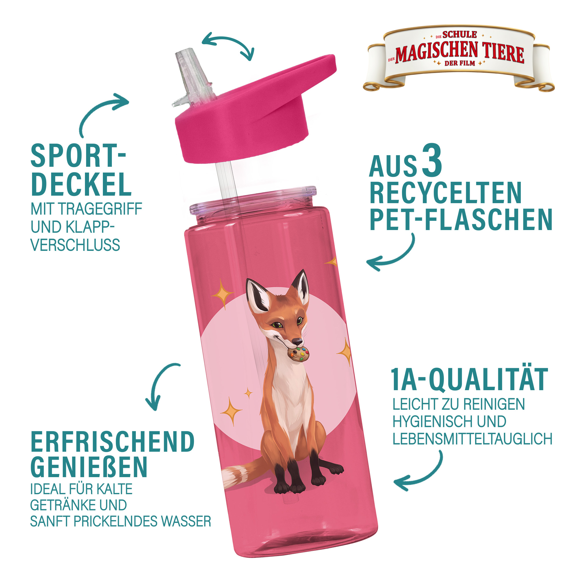 Trinkflasche 500 ml rPET | Beerenrot, Fuchs
