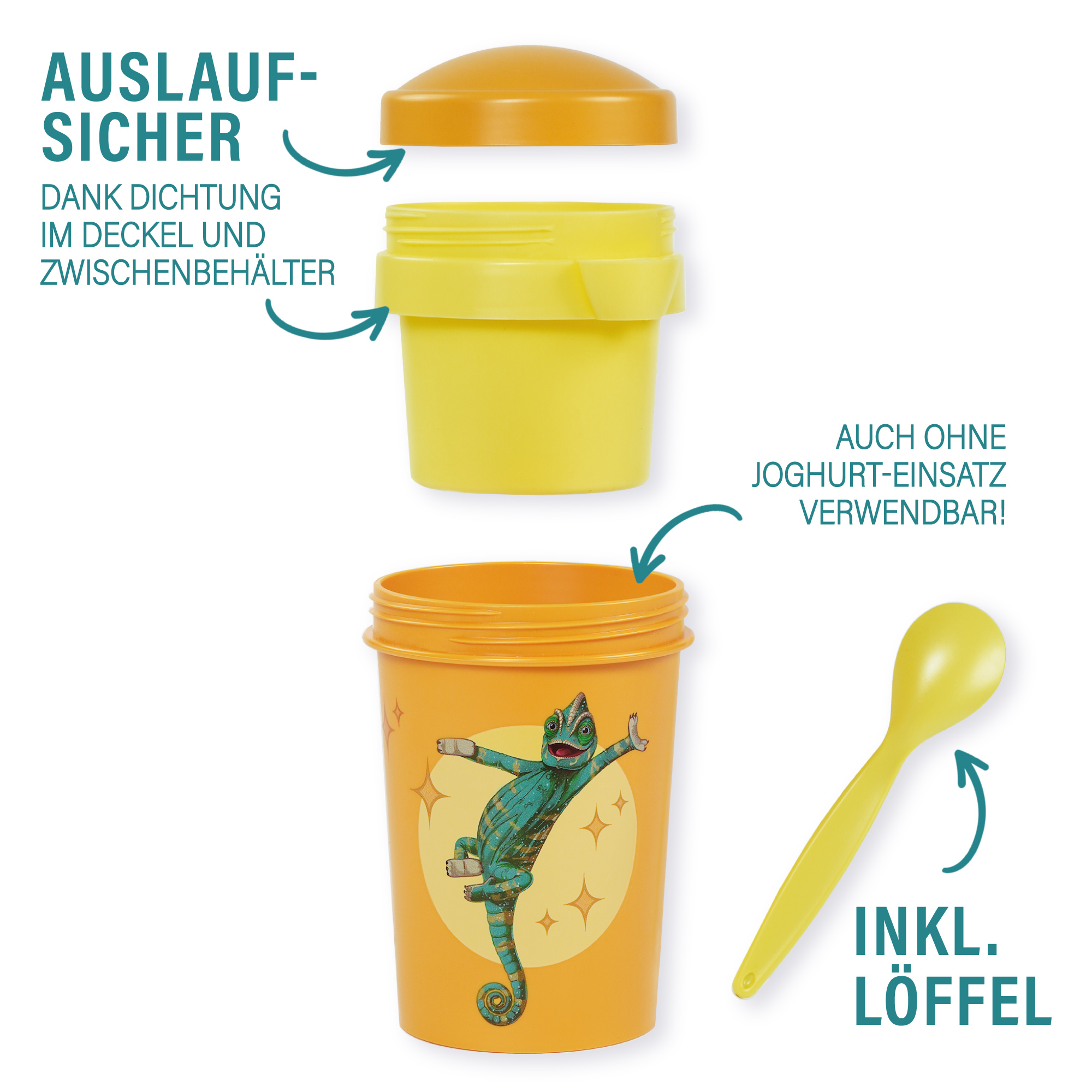 Müslibecher To Go, Caspar, 540 ml, rPET - Gelb | AWAVE®