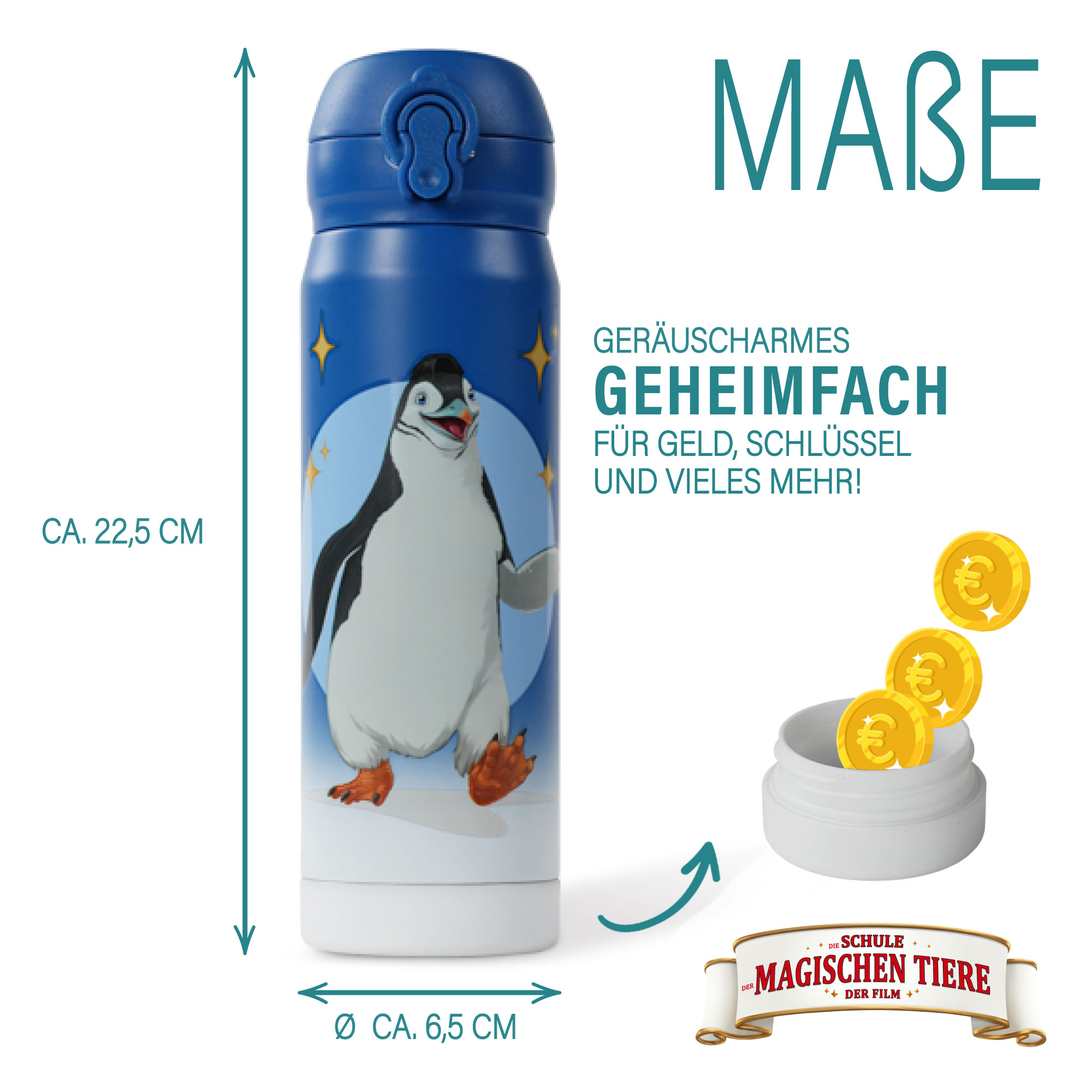 Trinkflasche, Juri, 380 ml, Edelstahl - blau | AWAVE®