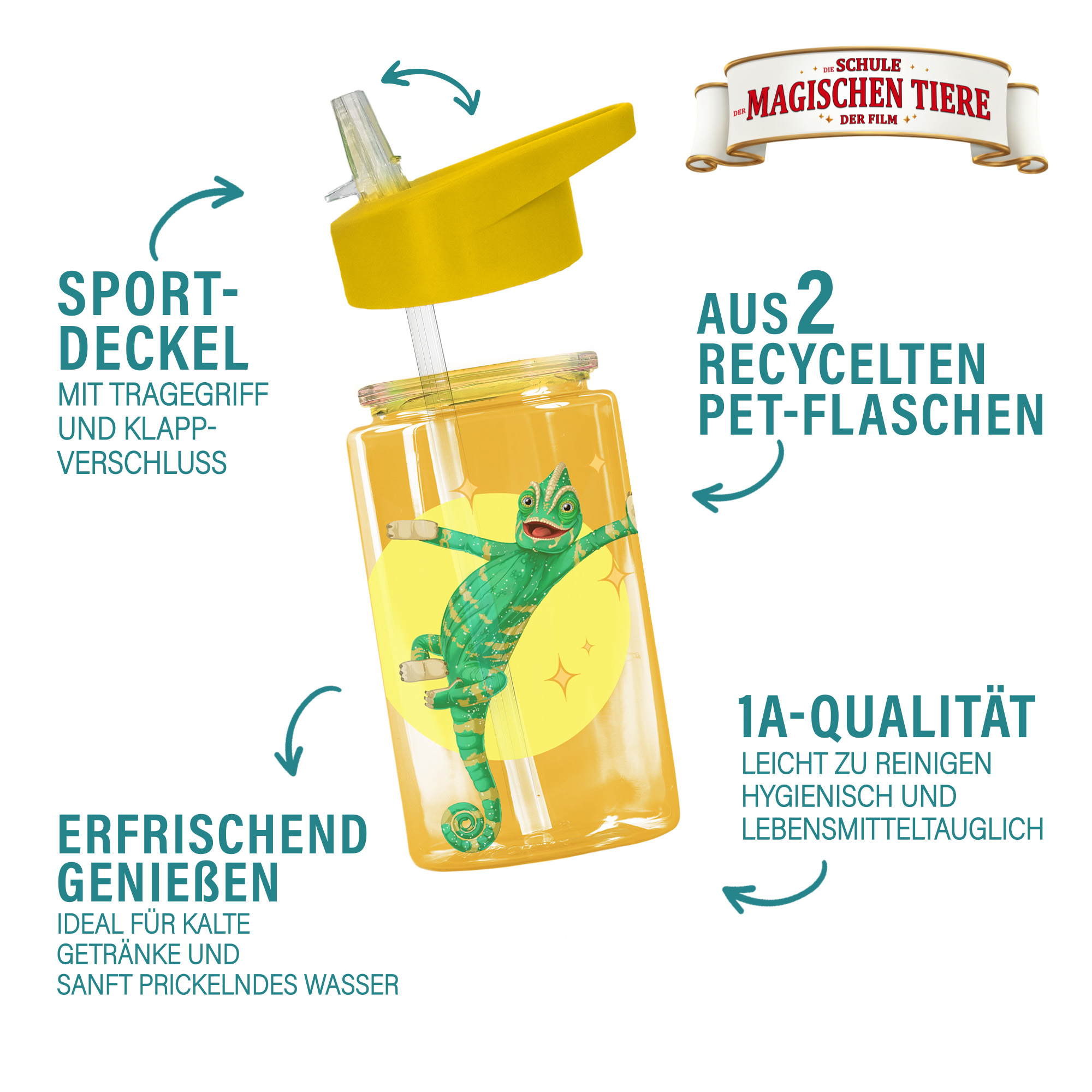 Trinkflasche 400 ml rPET | Gelb, Caspar