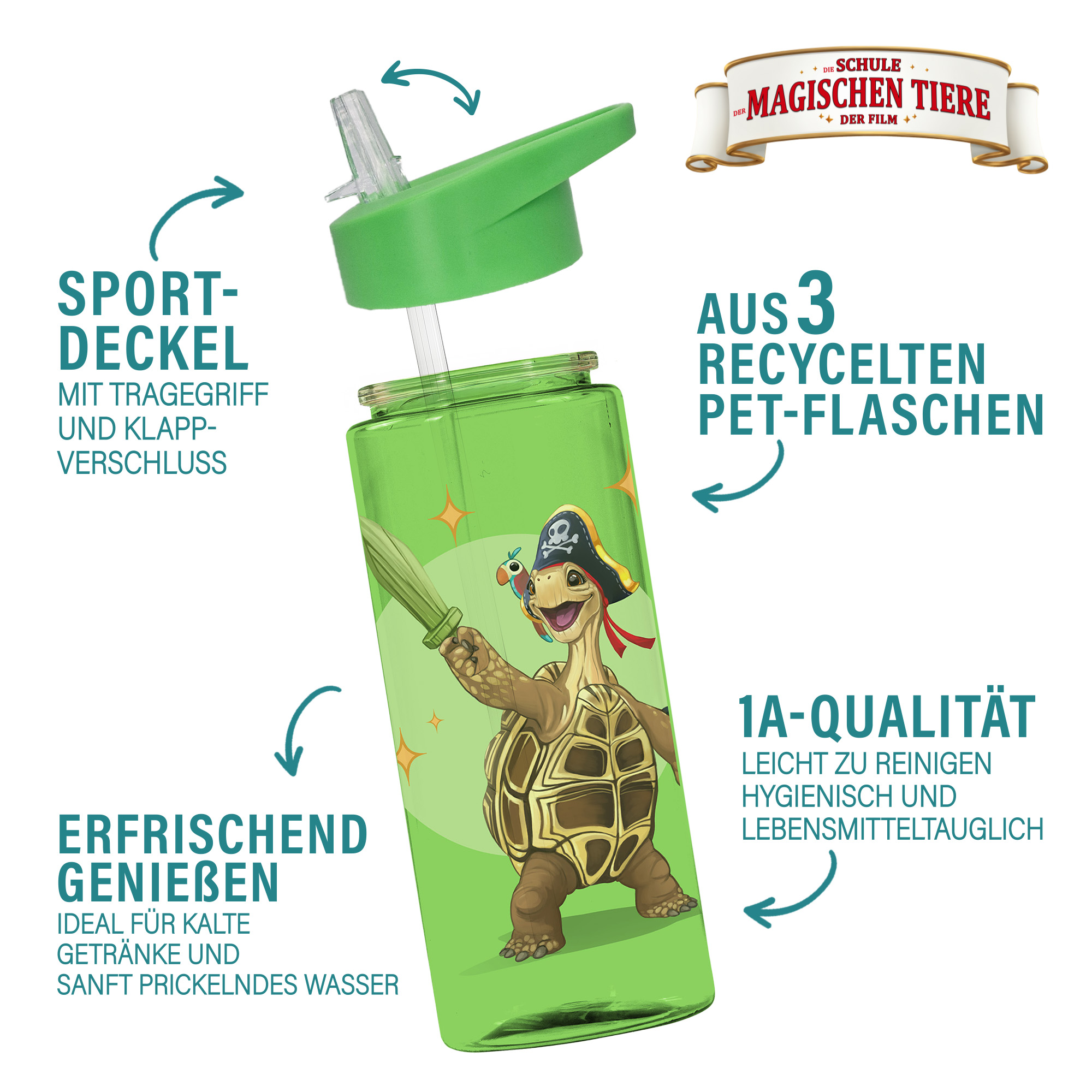 Tiere Trinkflasche 500 ml rPET | Grün, Henrietta