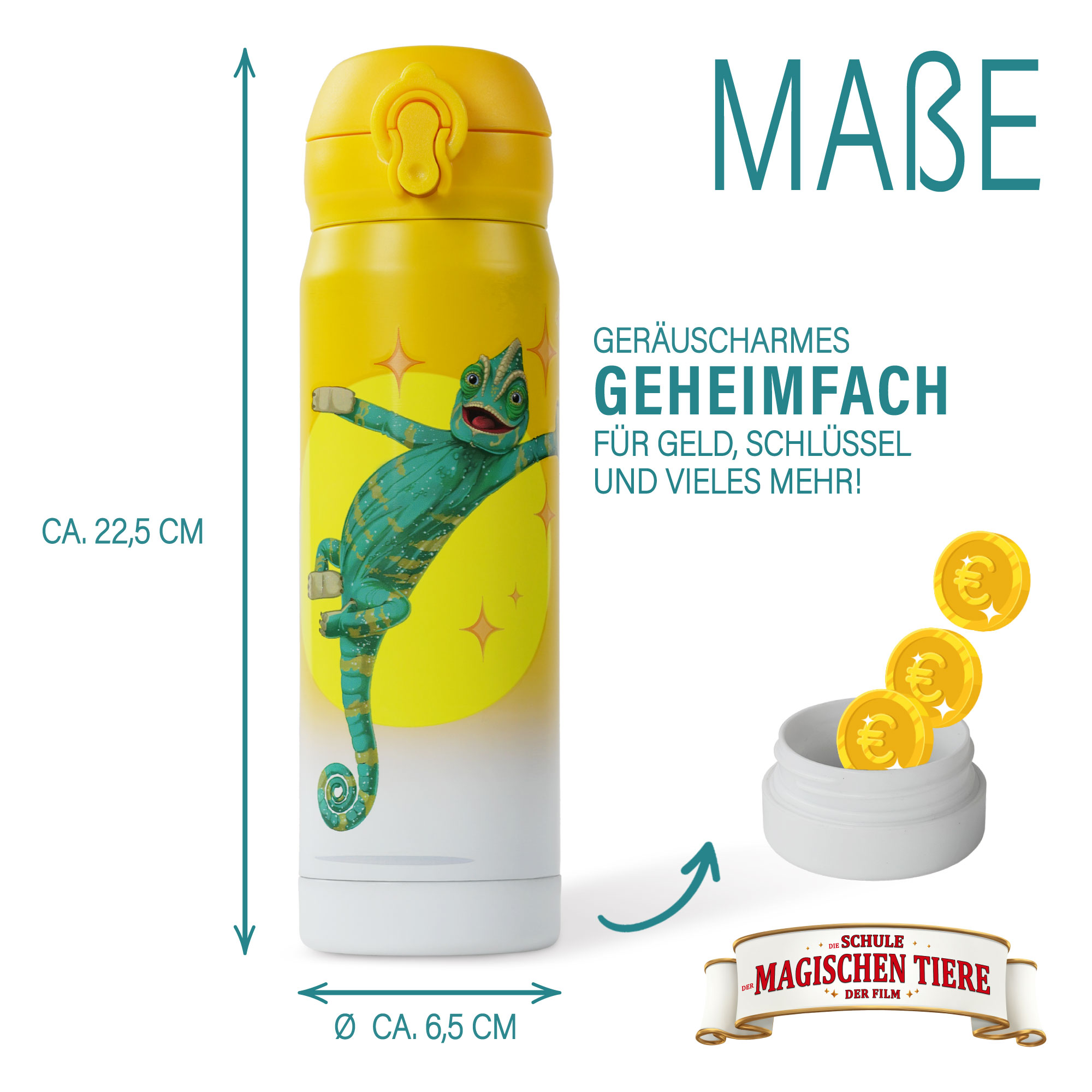 Trinkflasche, Caspar, 380 ml, Edelstahl - gelb | AWAVE®