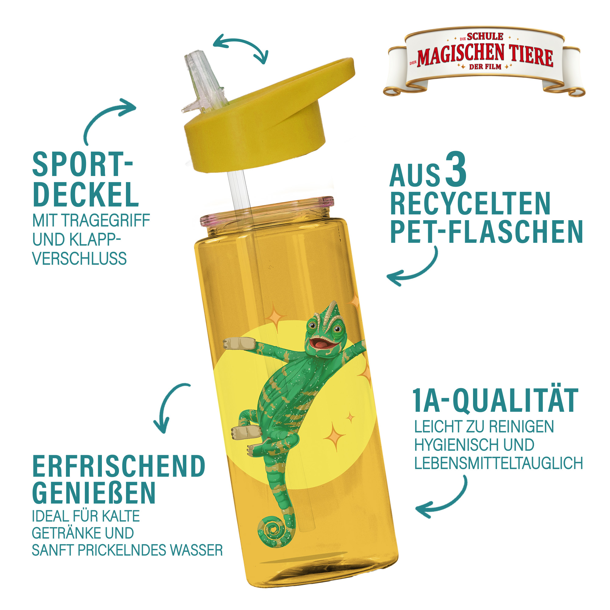 Trinkflasche 500 ml rPET| Gelb, Caspar