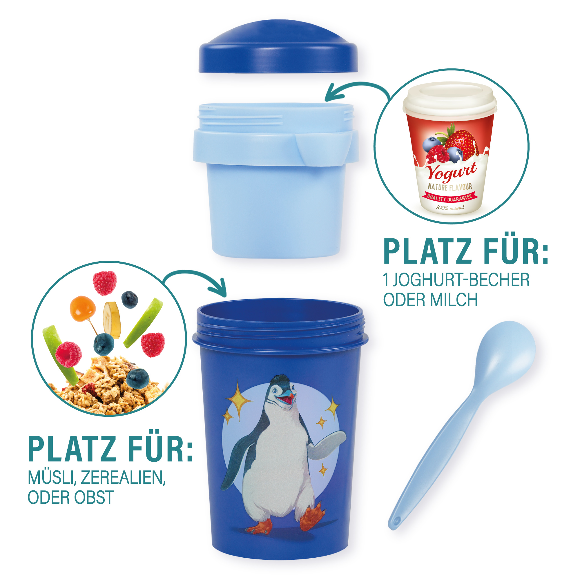 Müslibecher To Go, Juri, 540 ml, rPET - Blau | AWAVE®