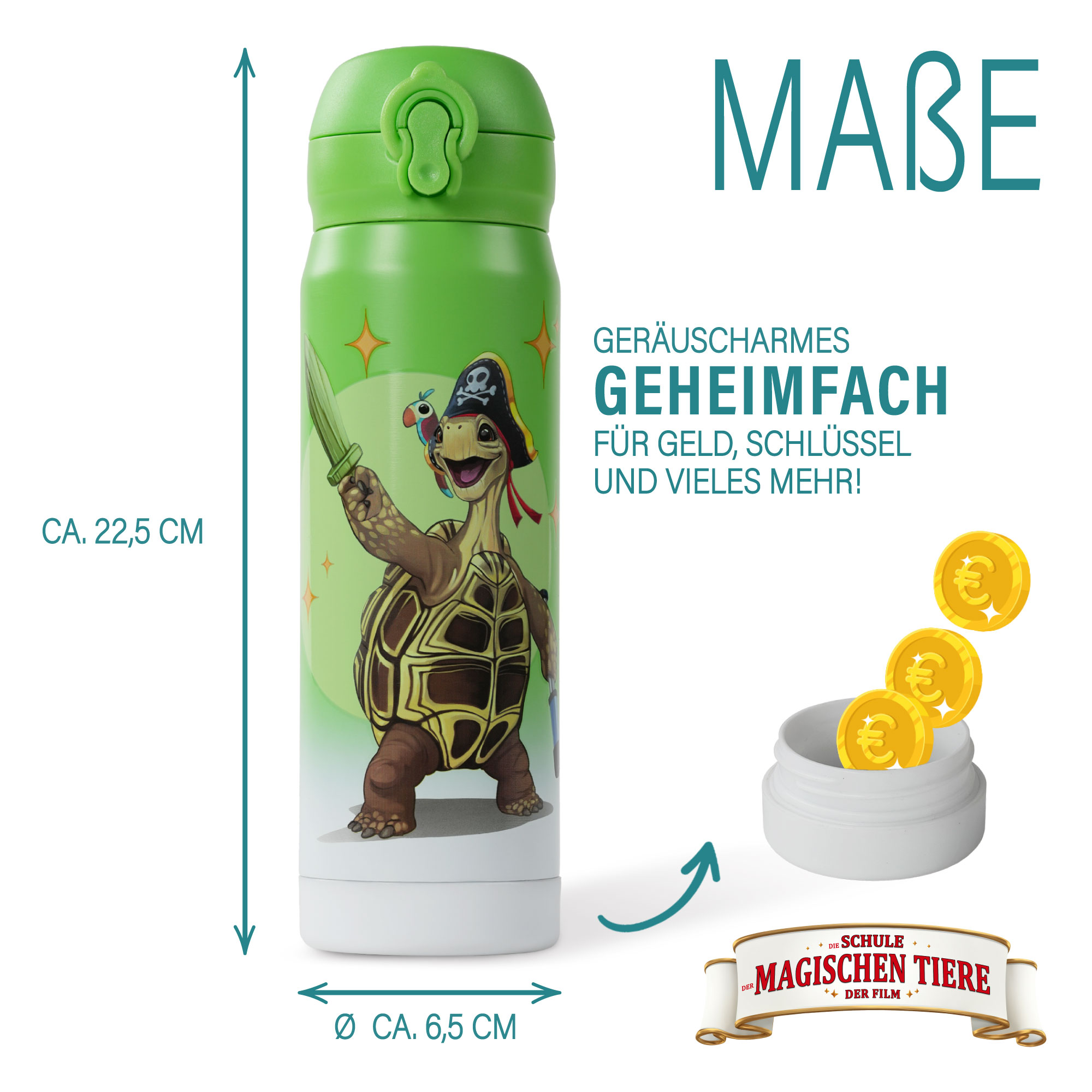Trinkflasche, Henrietta, 380 ml, Edelstahl - grün | AWAVE®
