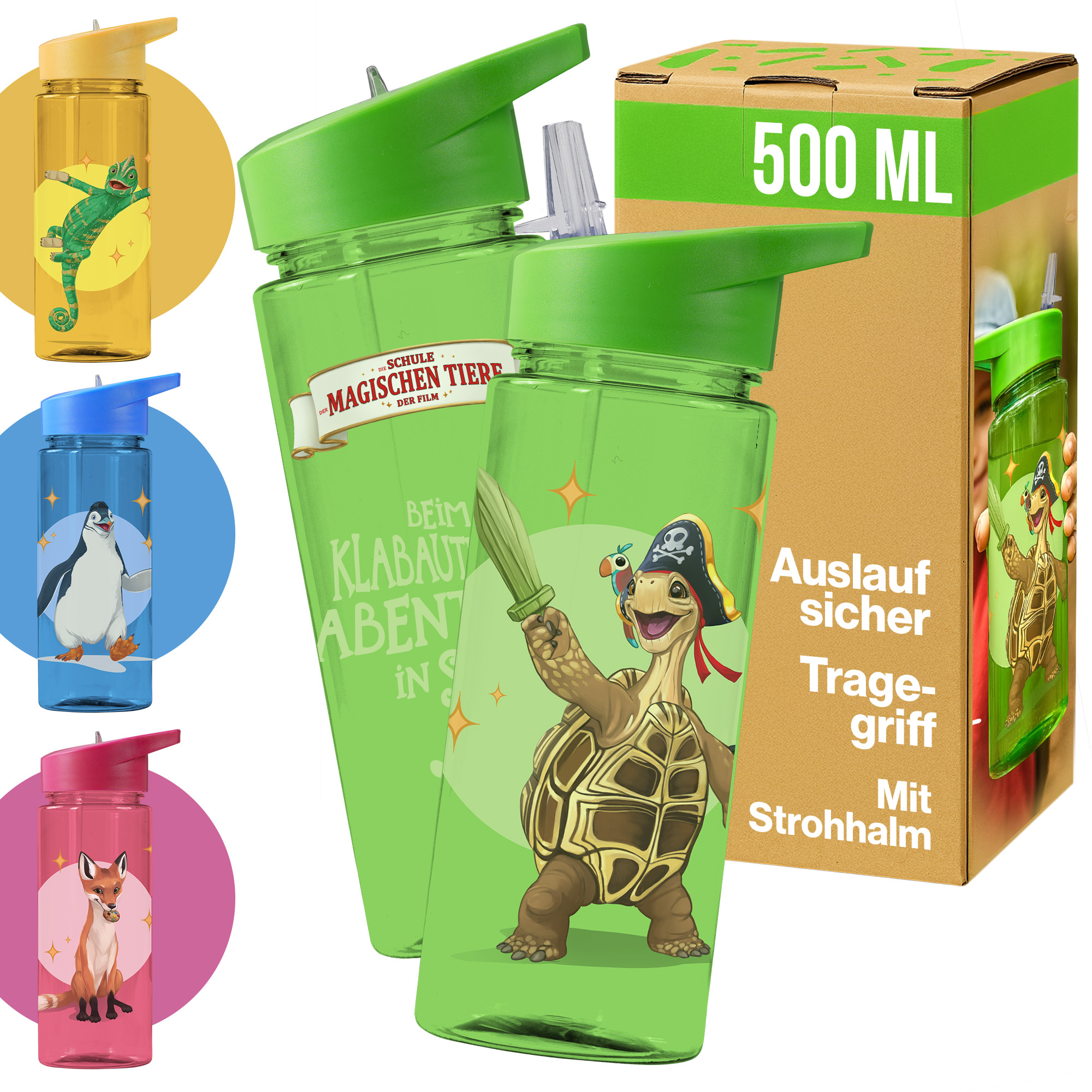 Tiere Trinkflasche 500 ml rPET | Grün, Henrietta