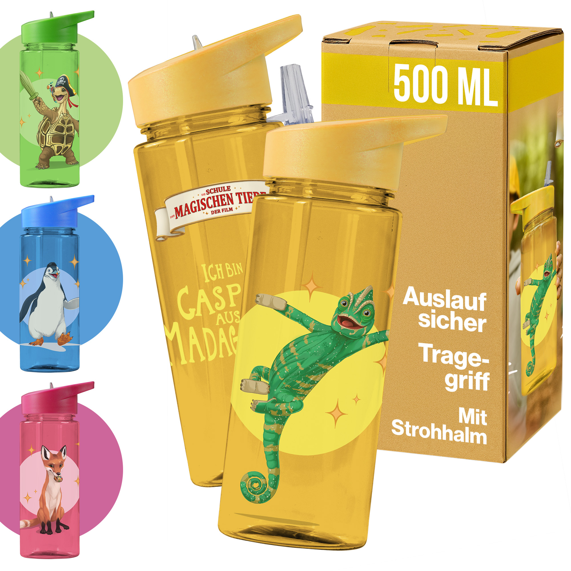 Trinkflasche 500 ml rPET| Gelb, Caspar