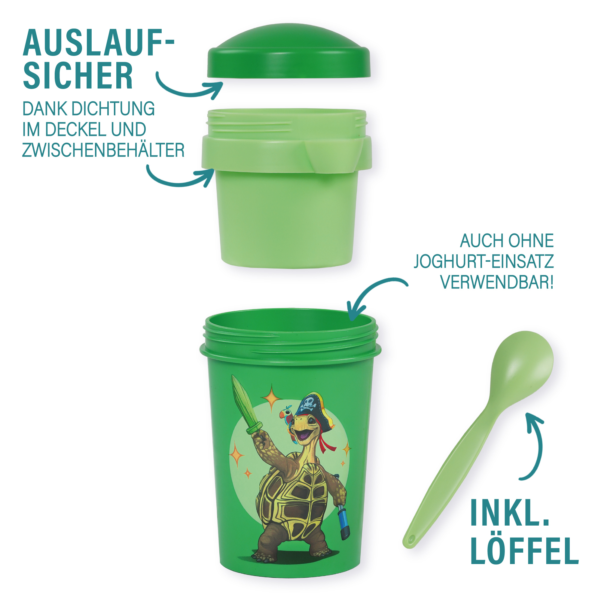 Müslibecher To Go, Henrietta, 540 ml, rPET - Grün | AWAVE®